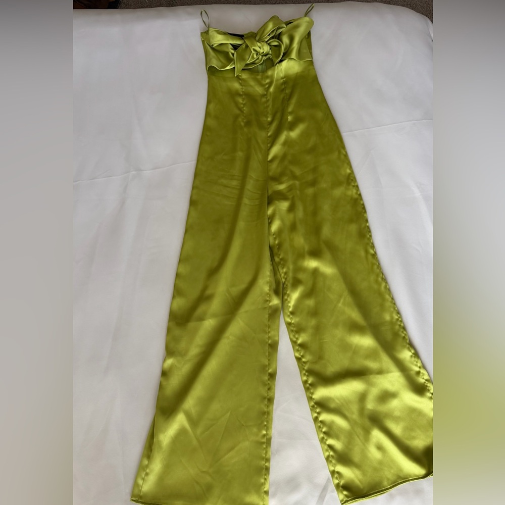 Zara Satin Lime Green Jumpsuit